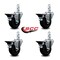 Service Caster 3.5'' Soft Rubber Wheel Swivel 3/4'' Square Stem Caster Set with Brake, 4PK SCC-SQ20S3514-SRS-PLB-34-4 - alternate 4